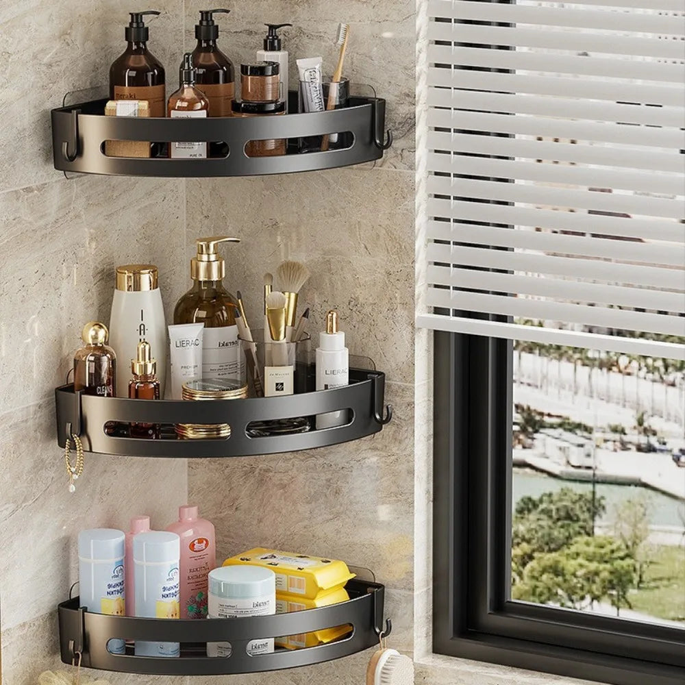 3/2/1 PCS Pas de perforation requise Porte-shampoing de salle de bain Étagères de douche Étagère de rangement Porte-serviettes Étagères pour salle de bain