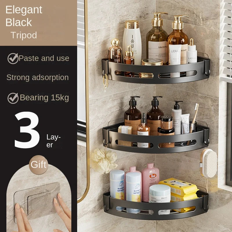 3/2/1 PCS Pas de perforation requise Porte-shampoing de salle de bain Étagères de douche Étagère de rangement Porte-serviettes Étagères pour salle de bain