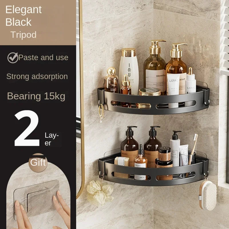 3/2/1 PCS Pas de perforation requise Porte-shampoing de salle de bain Étagères de douche Étagère de rangement Porte-serviettes Étagères pour salle de bain