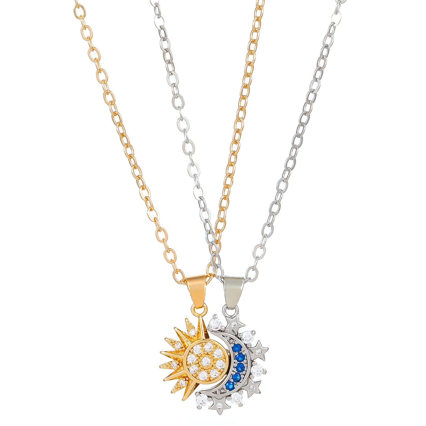 2pcs Necklace Sun And Moon Magnetic