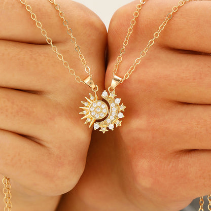 2pcs Necklace Sun And Moon Magnetic