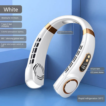 Mini ventilateur de cou suspendu 2025, portable, sans pales, refroidisseur d'air, affichage numérique, climatiseur rechargeable, ventilateur de cou