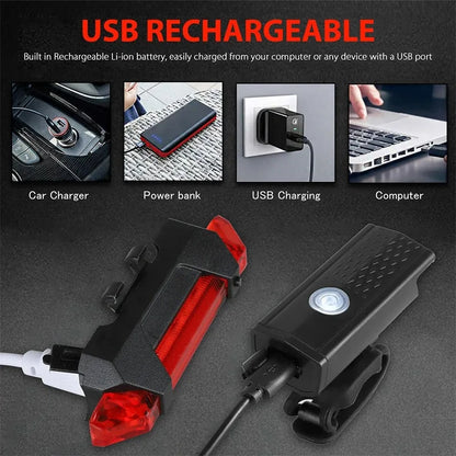 Bike Bicycle Light USB LED Rechargeable Set