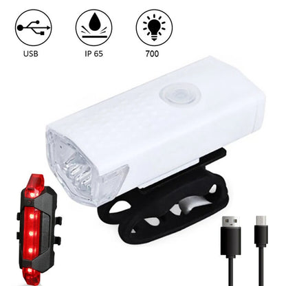 Bike Bicycle Light USB LED Rechargeable Set