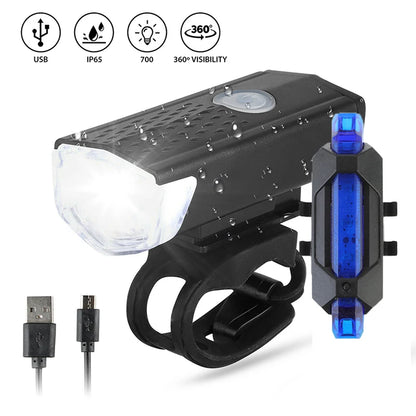 Bike Bicycle Light USB LED Rechargeable Set
