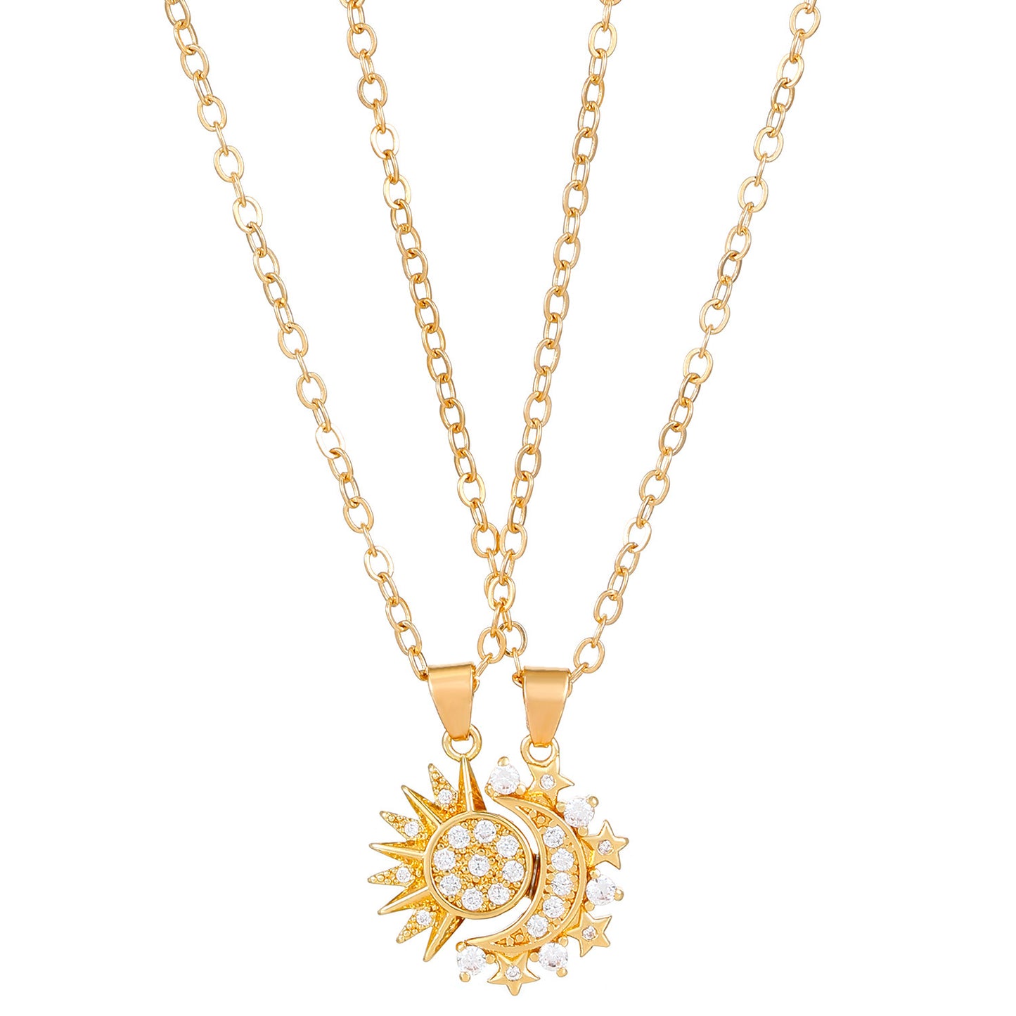 2pcs Necklace Sun And Moon Magnetic
